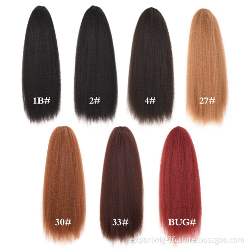 Afro Kinky Straight Long 22 Inch Drawstring Ponytail Hair Extension Clip Synthetic Hairpieces Yaki With Synthetic Hair Bun